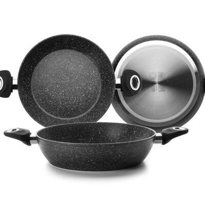 IBILI - Deep frying pan with 2 natural handles 32 cm