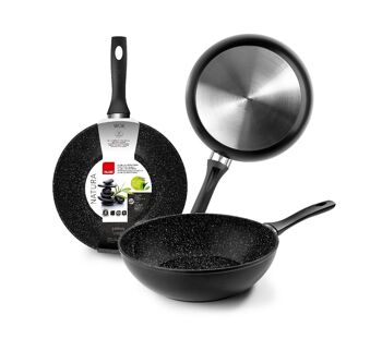 IBILI - Wok Natura, 30 cm, Aluminium, Antiadhésif style pierre, Convient pour induction 2