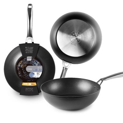 IBILI - Titan wok, 30 cm, cast aluminum, non-stick, suitable for induction