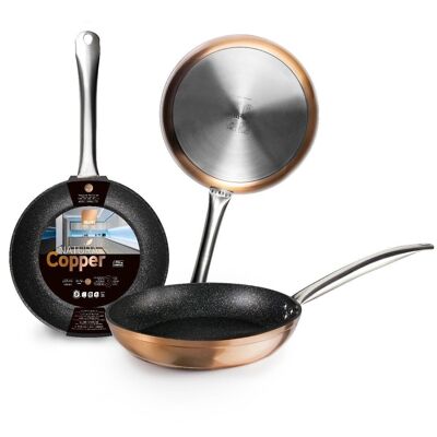 IBILI - Natura copper frying pan, 16 cm, Aluminum, Stone style non-stick, Suitable for induction