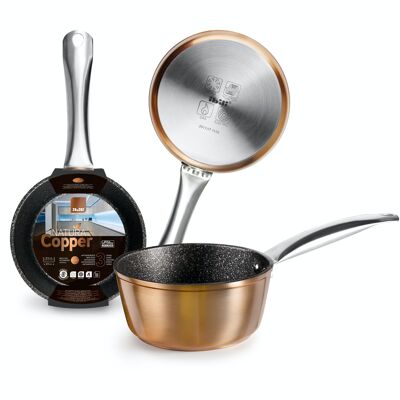 IBILI - Natura copper saucepan with stainless steel handle, 14 cm, stone style non-stick, suitable for induction