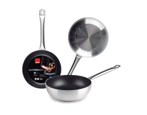 IBILI - Sarten honda gastronomy, 24 cms, Aluminio, Antiadherente xylan, Especial cocinas de gas