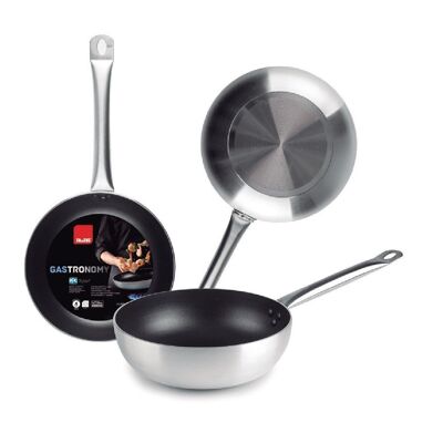 IBILI - Deep frying pan with handle and gastronomy handle, 32 cm, Aluminum, Xylan non-stick, Special gas stoves