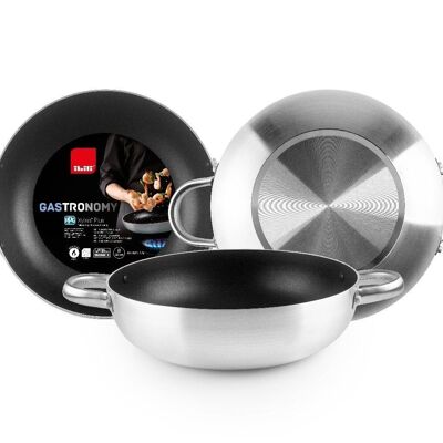 IBILI - Deep frying pan with 2 gastronomy handles, 24 cm, Aluminum, Xylan non-stick, Special gas stoves