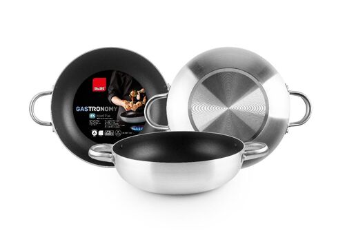 IBILI - Sarten honda con 2 asas gastronomy, 32 cms, Aluminio, Antiadherente xylan, Especial cocinas de gas