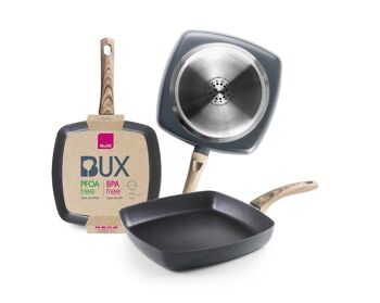 IBILI - Grill bux, 26 cm, Aluminium, Manche en bois, Antiadhésif Xylan, Convient pour induction 5