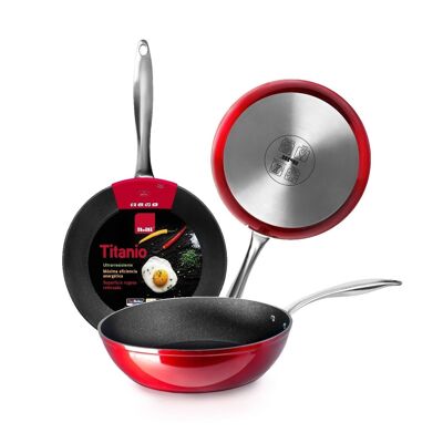 IBILI - Deep frying pan with red rock handle 24 cm