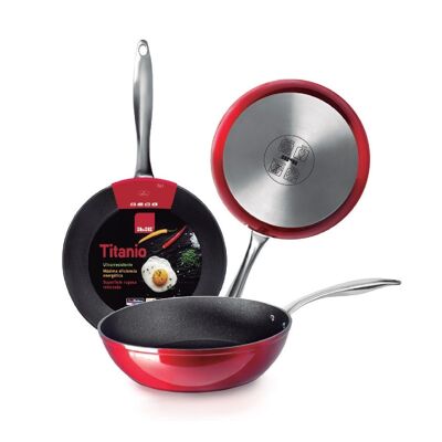 IBILI - Deep frying pan with red rock handle 28 cm