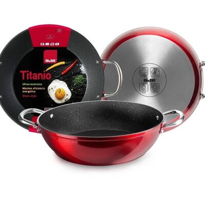 IBILI - Deep frying pan with red rock handles 28 cm