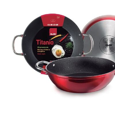 IBILI - Deep frying pan with red rock handles 32 cm