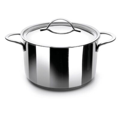 IBILI - Noah pot with lid, 22 cm, 18/10 stainless steel, suitable for induction