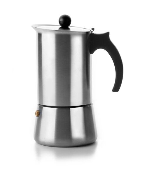 IBILI - Cafetera express Indubasic, 4 tazas, 185 ml, Acero Inoxidable, Apto para inducción