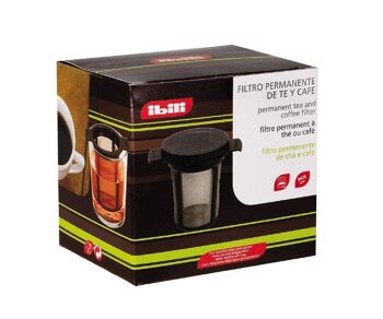 IBILI - Filtre permanent à thé et café, Réutilisable, Acier inoxydable 18/10, Couvercle inclus 2