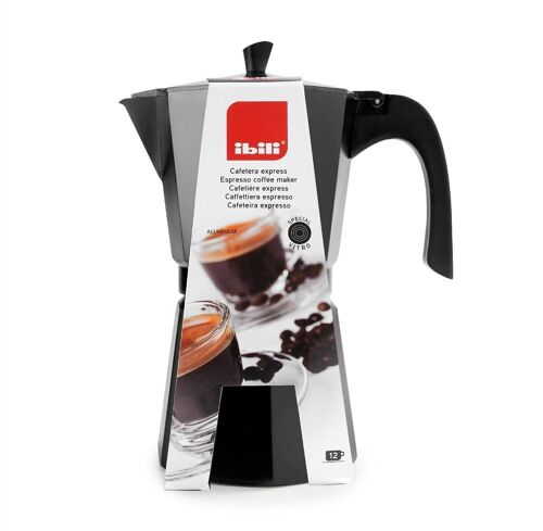 IBILI - Cafetera express Bahia Negra, 6 tazas, 300 ml, Aluminio