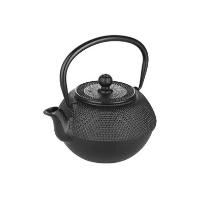 IBILI - Black cast iron teapot, 0.72 liters, Enameled interior, Suitable for induction