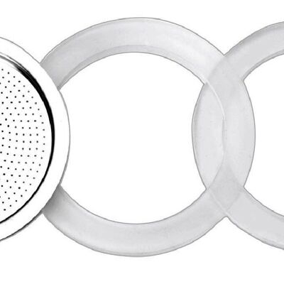 IBILI - Silicone gasket + essential 2-cup coffee filter, set of 2 gaskets + 1 filter