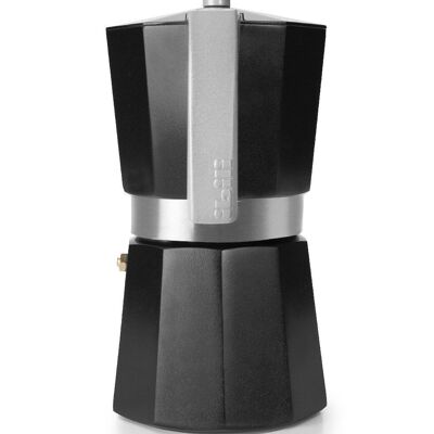 IBILI - Evva Black Espressokocher, 12 Tassen, 600 ml, Aluminiumguss, Geeignet für Induktion