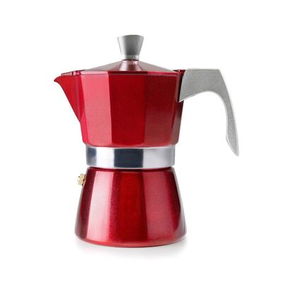 IBILI - Evva Red Espressokocher, 2 Tassen, 100 ml, Aluminiumguss, Geeignet für Induktion