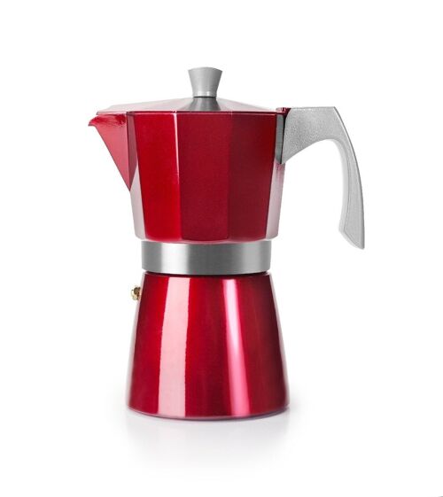 IBILI - Cafetera express Evva Red, 6 tazas, 300 ml, Aluminio fundido, Apto para inducción