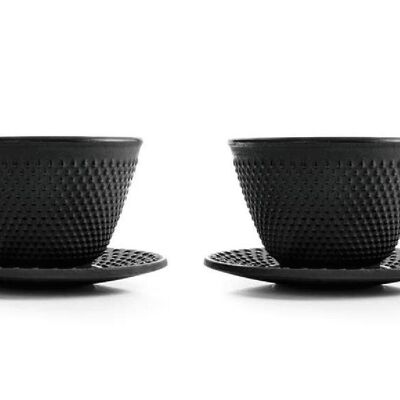 IBILI - Set 2 Tazze + 2 Piattini Ghisa, 0.12 litri, interno smaltato