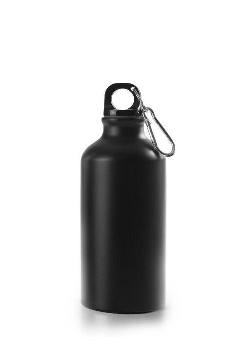 IBILI - Botella alpine black 500 ml, Aluminio, Reutilizable, Con mosquetón
