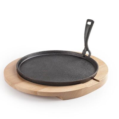 IBILI - Cast iron plate + wooden base 26 cm