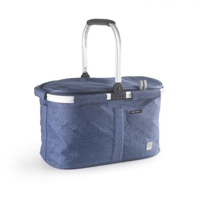 IBILI - Dalvik Linen and Polyester Isothermal Cooler Basket with 3 Layers - 27 liters capacity - Keeps Drinks Cold for 7 Hours - Elegance and Functionality for your Travels and Picnics