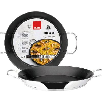 IBILI - Bistro paella pan, 34 cm, Stainless steel, Non-stick, 6 servings, Suitable for induction