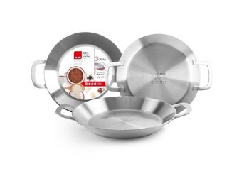 IBILI - Poêle à paella triple énergie triple, 34 cm, inox, 6 portions, adaptée à l'induction 1