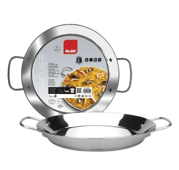 IBILI - Poêle à paella Premier, 32 cm, inox, 5 portions, adaptée à l'induction 2