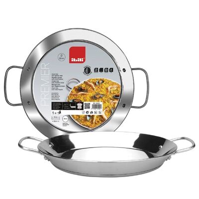 IBILI - Premier paella pan, 34 cm, stainless steel, 6 servings, suitable for induction