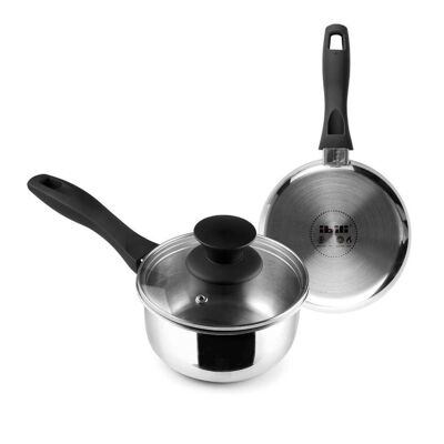 IBILI - Casserole avec couvercle à induction, 14 cm, Inox, Convient pour l'induction