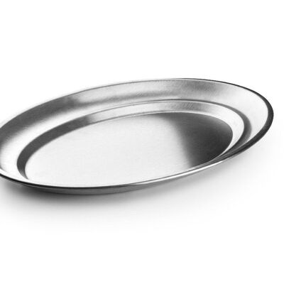 IBILI - I-CHEF 18% Stainless Steel Oval Tray - 25x17 cm, 0.5 mm Thick - Elegance and Durability on your Table