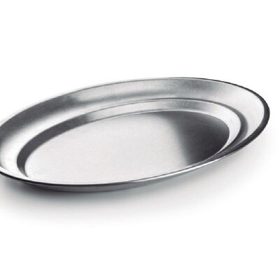 IBILI - I-CHEF 18% Stainless Steel Oval Tray - 30x20 cm, 0.5 mm Thick - Elegance and Durability on your Table