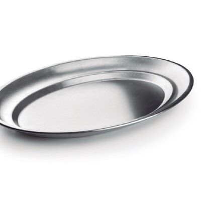 IBILI - Bandeja Oval de Acero Inoxidable 18% I-CHEF - 30x20 cm, 0,5 mm de Espesor - Elegancia y Durabilidad en tu Mesa