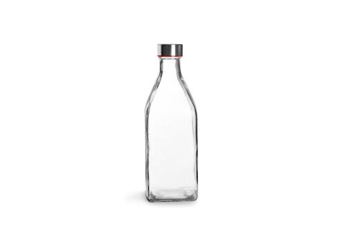 IBILI - Botella square 1 lt, Vidrio, Reutilizable