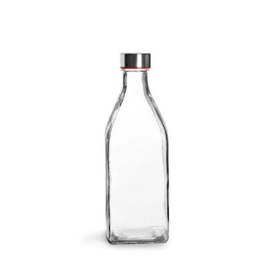 IBILI - Botella square 1 lt, Vidrio, Reutilizable