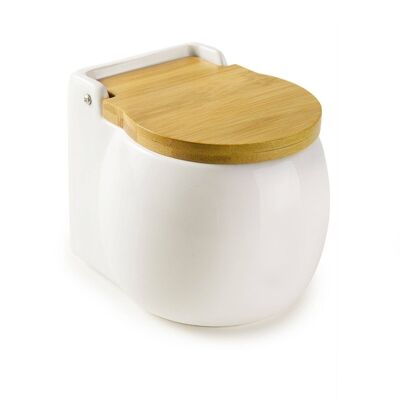 IBILI - Round salt shaker 10x12 cm, Ceramic, with bamboo lid