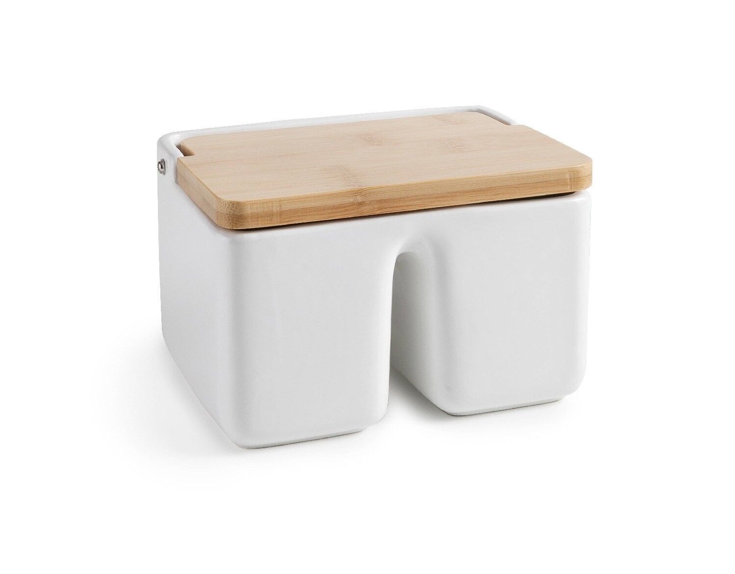 IBILI – Doppel-Salzstreuer, Keramik, mit Bambusdeckel