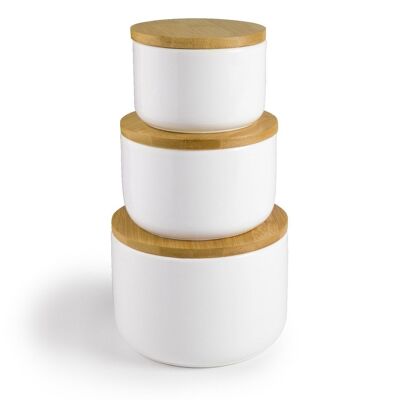 IBILI - 300 ml Jar, Ceramic, with Bamboo Lid