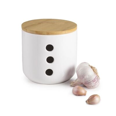 IBILI - Garlic jar, Ceramic, with bamboo lid, With ventilation holes