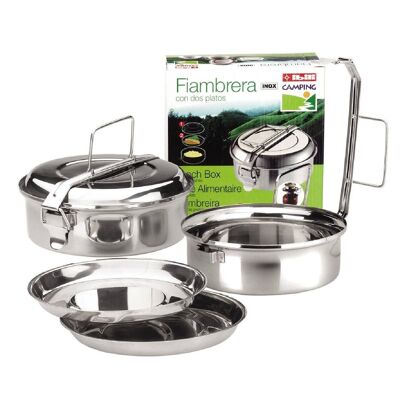 IBILI - Portapranzo da 0,75 litri con 2 piastre in acciaio inossidabile per campeggio - Diametro 14 cm - Comfort e resistenza durante le tue avventure all'aria aperta