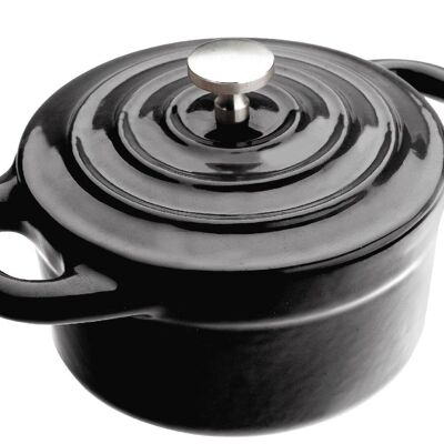 IBILI - Mini black round cocotte 10 x 4.5 cm, cast iron, suitable for induction