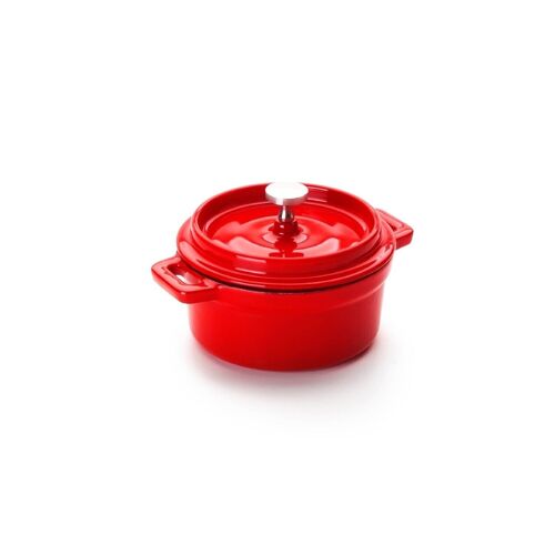 IBILI - Mini cocotte redonda roja 10 x 4,5 cm, Hierro fundido, Apta para induccion