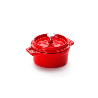 IBILI - Mini cocotte redonda roja 10 x 4,5 cm, Hierro fundido, Apta para induccion