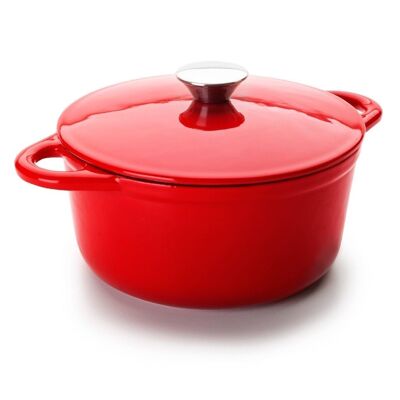 IBILI - Red round cocotte 21x10 cm, cast iron, suitable for induction