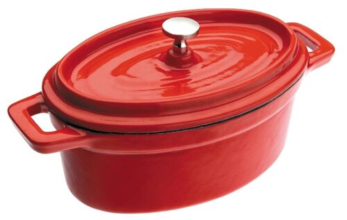 IBILI - Mini cocotte oval roja 15x10x6 cm, Hierro fundido, Apta para induccion