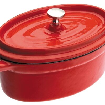 IBILI - Mini red oval cocotte 15x10x6 cm, cast iron, suitable for induction