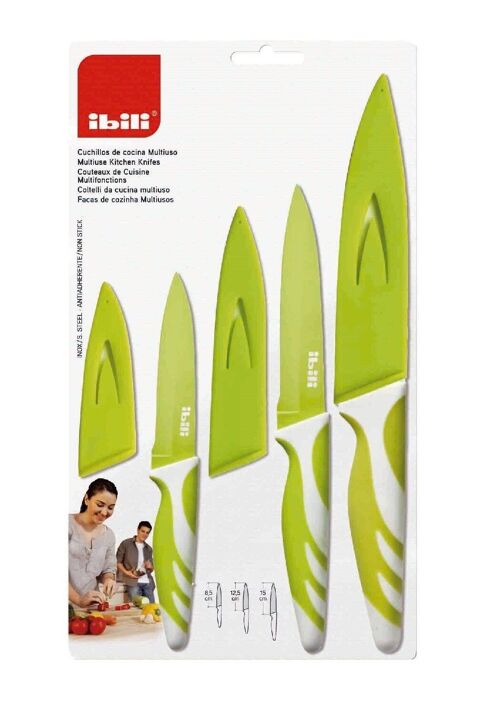 IBILI - Cuchillo de cocina verde 8,5+12,5+15