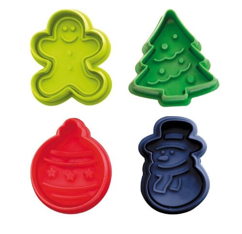 IBILI - Cortapastas con expulsor navidad (4 pcs)